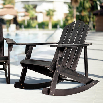 Kiawah Outdoor Patio Classic Acacia Wood Adirondack Rocking Chair